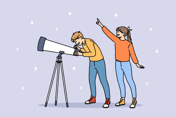 천문학 과 별을 보는 개념 — 스톡 벡터