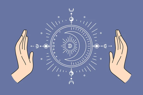 Lune astrologie signe système concept. — Image vectorielle