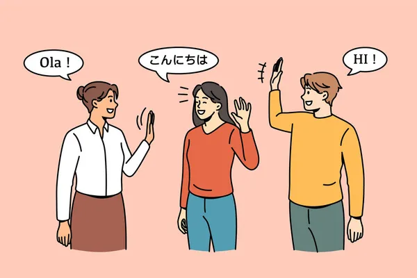 様々な国籍のコミュニケーションと挨拶の概念 — ストックベクタ