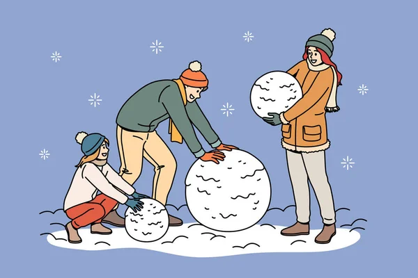 Зимние развлечения для семейного отдыха. — стоковый вектор