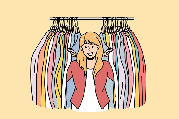 Clothes seller and fashion concept. — Stock Vector