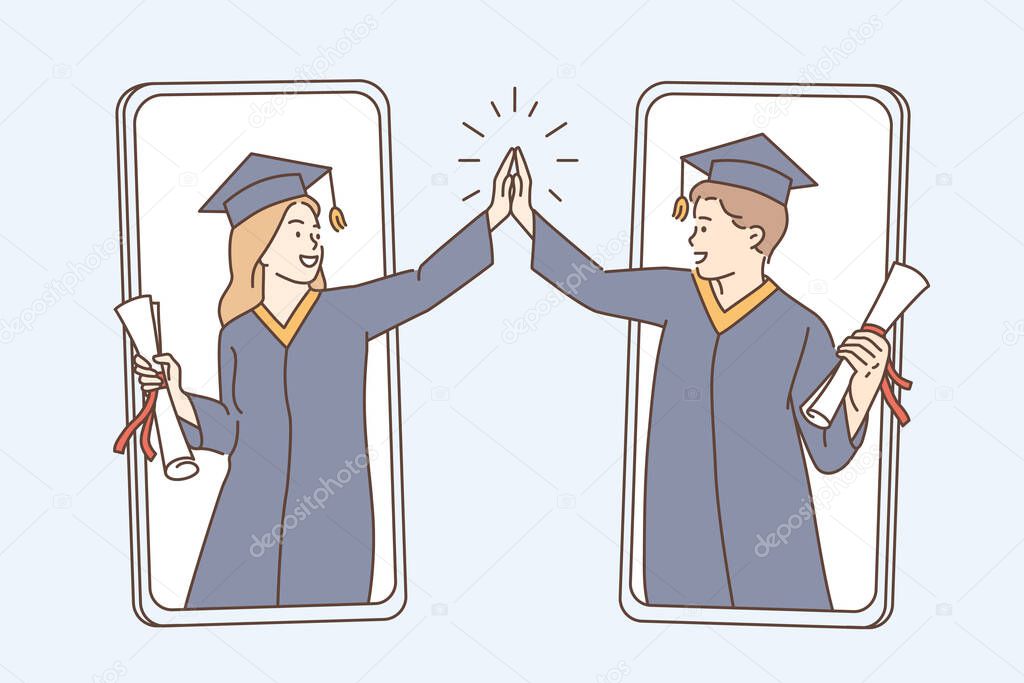 Online graduation from university concept