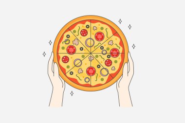 Pizza yemek ve fast food konsepti.