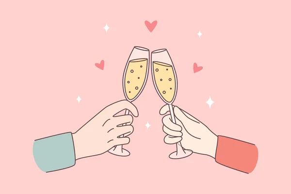 Celebrando com champanhe e aplausos conceito. —  Vetores de Stock