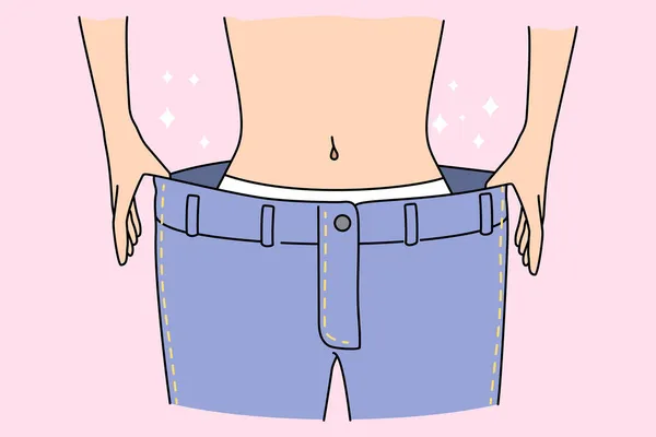 Fit femme mince dans un pantalon après avoir perdu du poids — Image vectorielle