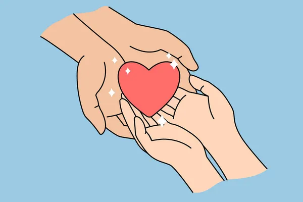 Люди держат сердце показать любовь и доброту — стоковый вектор