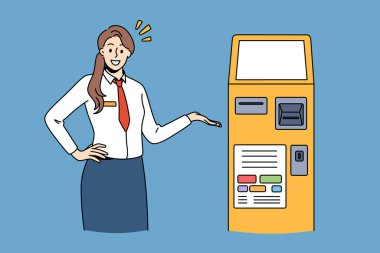 Banka temsilcisi ve teknoloji kavramı.