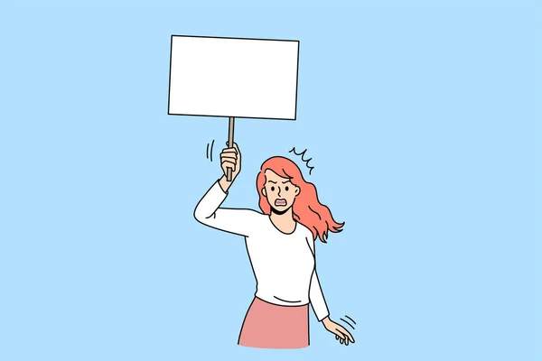 Attivista donna con cartello sulla manifestazione — Vettoriale Stock