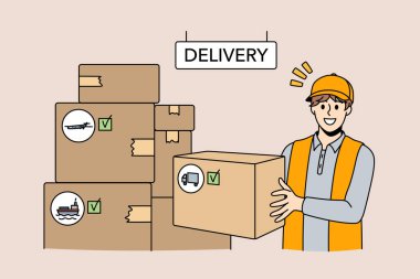 Paket teslimatı ve kargo konsepti.