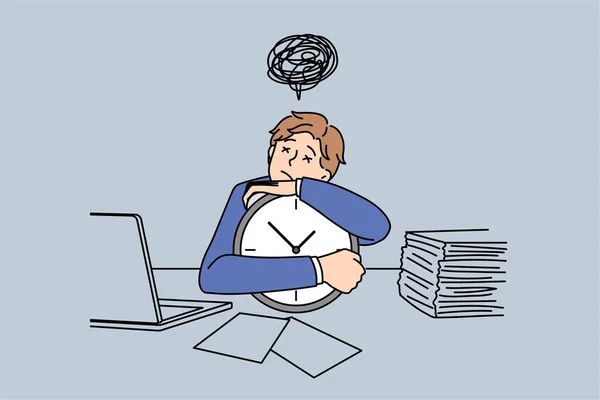 Trabalhador sonolento e conceito de cansaço. —  Vetores de Stock