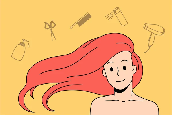 Saç bakımı ve güzellik konsepti — Stok Vektör