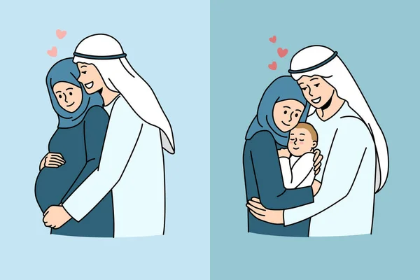 Islamisk och arabisk familj begrepp — Stock vektor