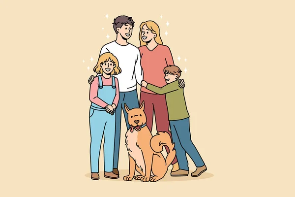 Familia feliz y concepto de mascotas. — Archivo Imágenes Vectoriales