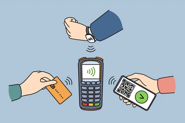 Konzept für elektronisches kontaktloses Bezahlen und Technologien. — Stockvektor