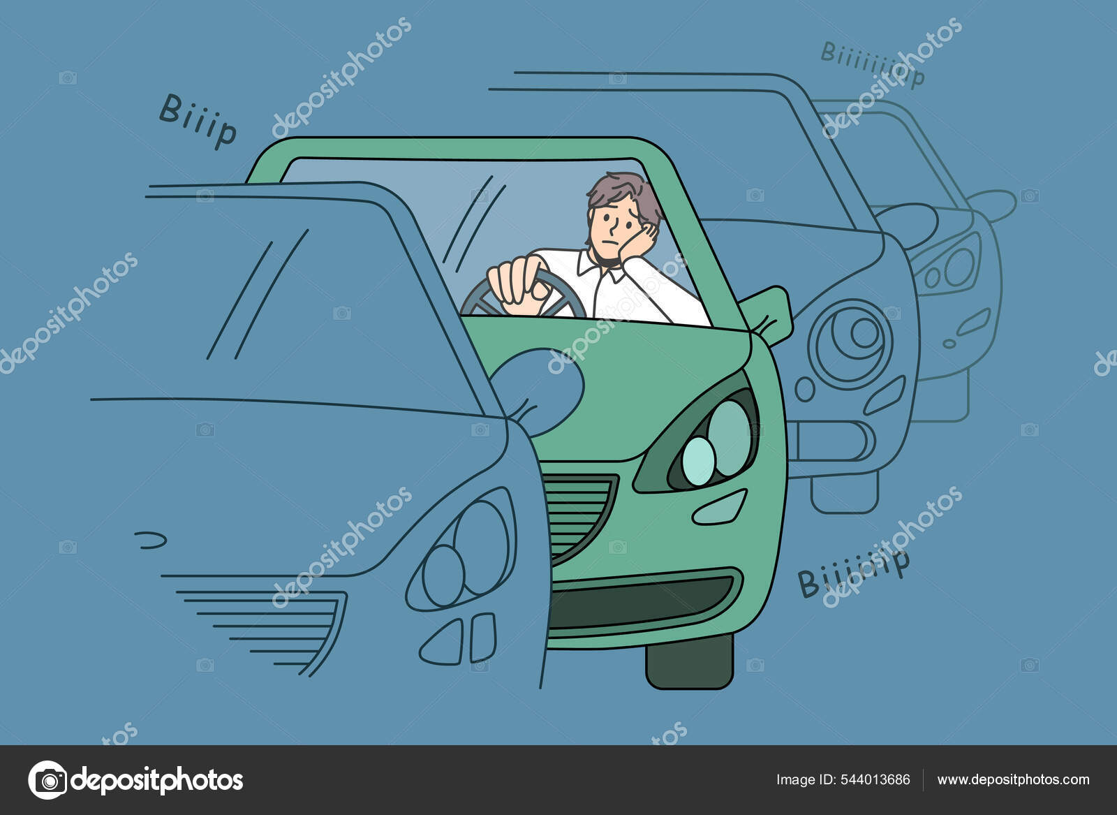 Concepto de atasco y situación vial. vector, gráfico vectorial © little