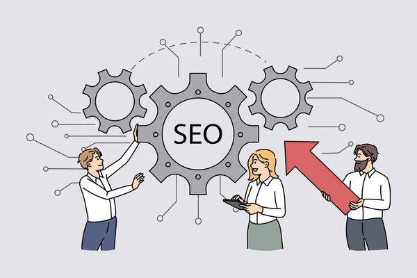 Optimización SEO y concepto de estrategia — Vector de stock