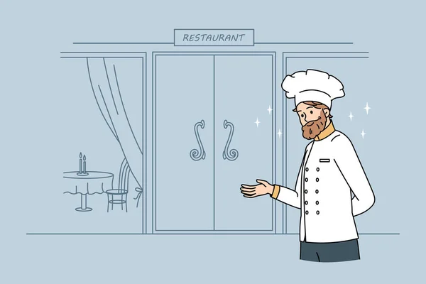 Робота шеф-кухарем у концепції ресторану . — стоковий вектор