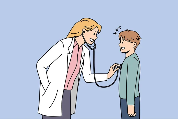 Pediatra trabajando en concepto de salud. — Archivo Imágenes Vectoriales
