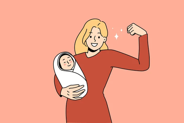 Süper kahraman anne ve güç kavramı. — Stok Vektör