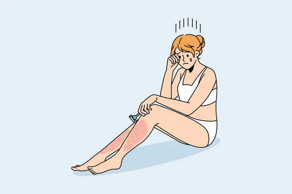 Skin problems after shaving concept. — Stock Vector