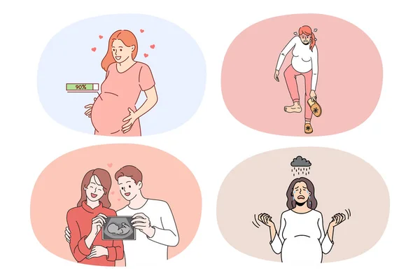 Набор беременной женщины на последнем месяце беременности — стоковый вектор