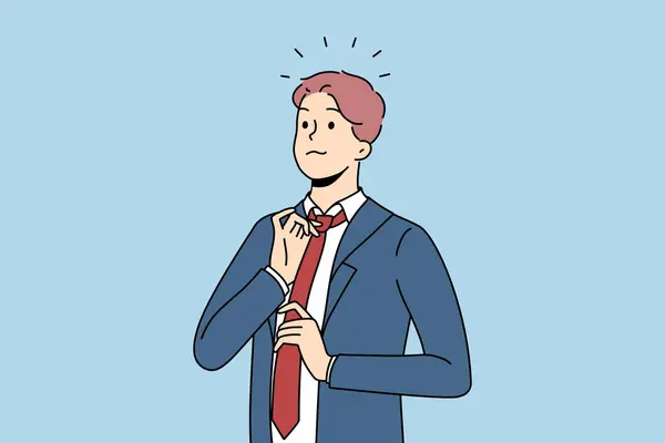 Fiatal Magabiztos Üzletember Öltönyben Nyakkendőben Sikeresnek Motiváltnak Érzi Magát Magabiztos — Stock Vector