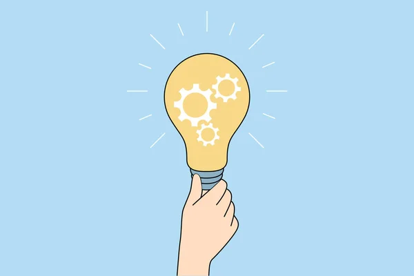 Person Holding Lightbulb Generate Creative Business Idea Businessperson Light Bulb — Stock Vector
