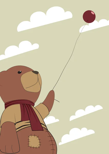 Teddy mit Luftballon — Stockvektor