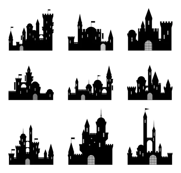 Set of casle silhouettes — Stock Vector