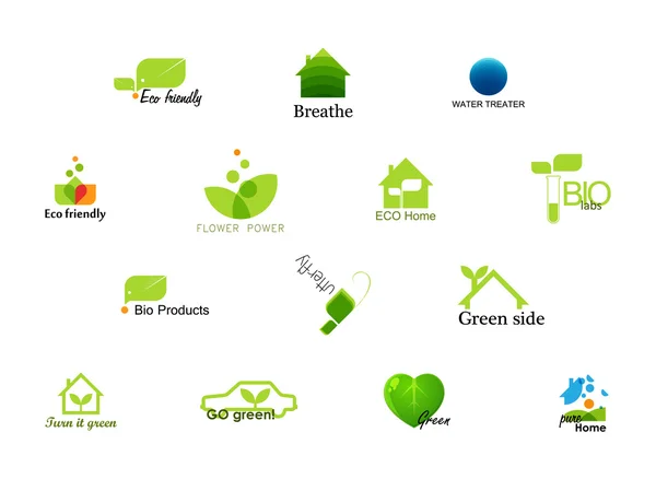 Conjunto de logos verdes — Vector de stock