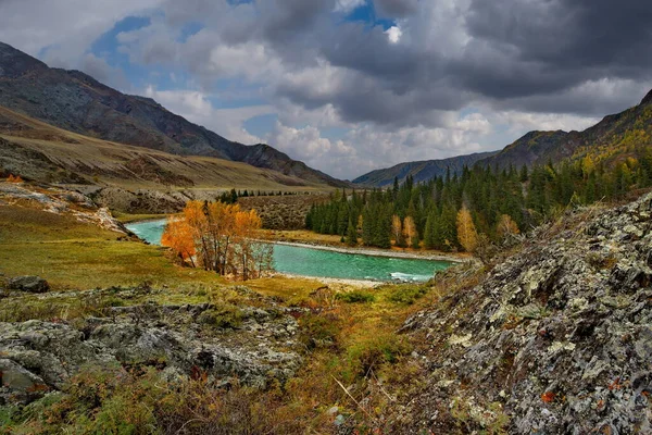 Russland Der Süden Westsibiriens Das Altai Gebirge Felsige Moosige Überreste — Stockfoto