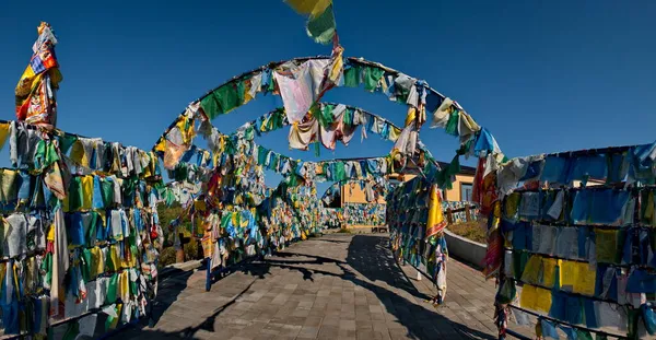 Ulan Ude Rusia Agosto 2021 Callejón Con Banderas Oración Khadaks — Foto de Stock