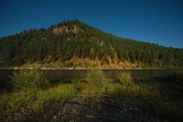 Rusia Región Chita Cielo Estrellado Una Noche Luna Llena Verano — Foto de Stock