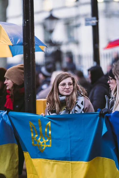 Downing Street London 2022 Ukraine People Protest Thousands Gather Demand — Free Stock Photo