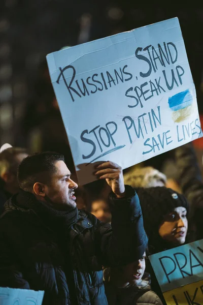 Downing Street London Storbritannien 2022 Ukrainska Folket Protesterar Tusentals Samlas — Stockfoto