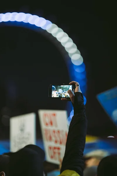 Downing Street Londen 2022 Oekraïense Mensen Protesteren Duizenden Verzamelen Zich — Stockfoto