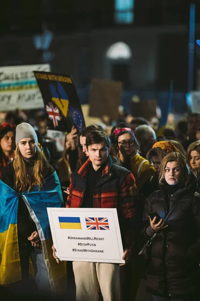 Даунінг Стріт Лондон Велика Британія 2022 Протести Українського Народу Тисячі — стокове фото
