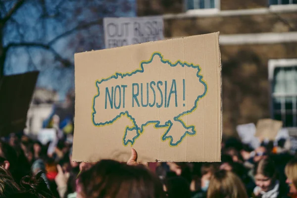 Downing Street London Storbritannien 2022 Ukrainska Folket Protesterar Tusentals Samlas — Stockfoto