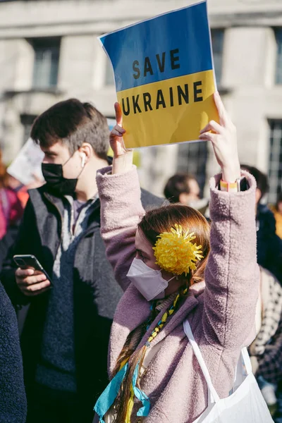 Downing Street Londres 2022 Protesta Del Pueblo Ucraniano Miles Personas — Foto de Stock