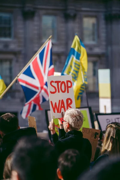 Downing Street Londres 2022 Protesta Del Pueblo Ucraniano Miles Personas — Foto de Stock