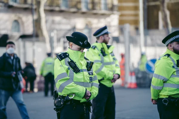 Downing Street Londra Mbh 2022 Agenti Polizia Servizio Alla Protesta — Foto Stock
