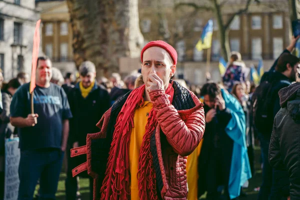 Downing Street London 2022 Ukrainian People Protest Thousands Gather Demand — Stock Photo, Image