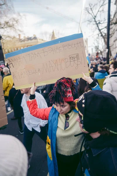 Downing Street Londra Ascar 2022 Protestano Gli Ucraini Migliaia Riuniscono — Foto Stock