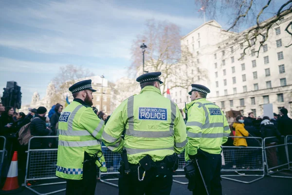 Downing Street Londres 2022 Des Policiers Service Manifestation Ukrainienne Contre — Photo