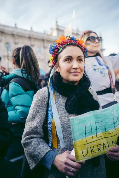 Downing Street London Storbritannien 2022 Ukrainska Folket Protesterar Tusentals Samlas — Stockfoto