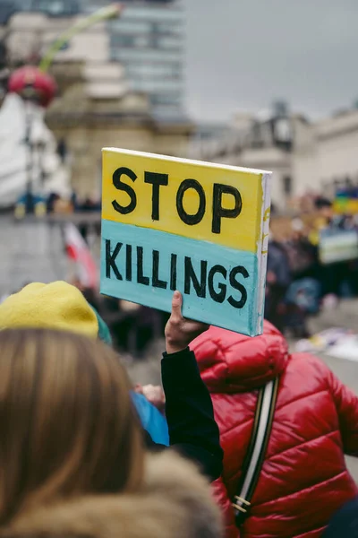 Trafalgar Meydanı Londra 124 Ngiltere 2022 Ukrayna Halkı Protesto Ediyor — Stok fotoğraf