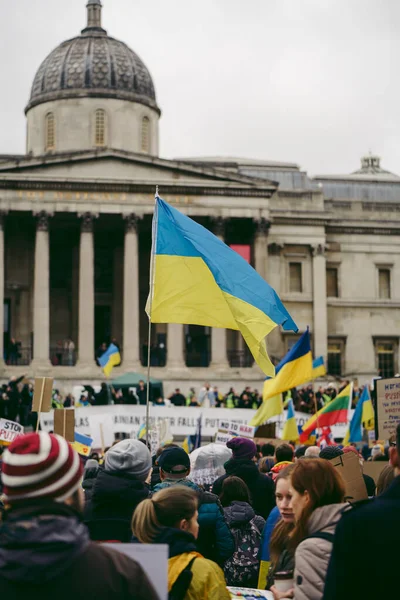 Трафальгарська Площа Лондон Велика Британія 2022 Протести Українського Народу Тисячі — стокове фото