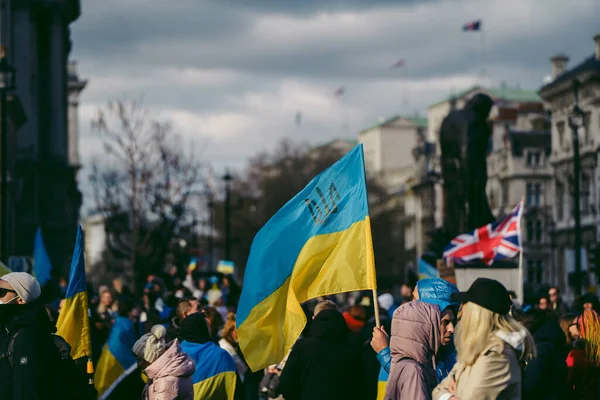 Парламентська Площа Лондон Велика Британія 2022 Протести Українського Народу Тисячі — стокове фото