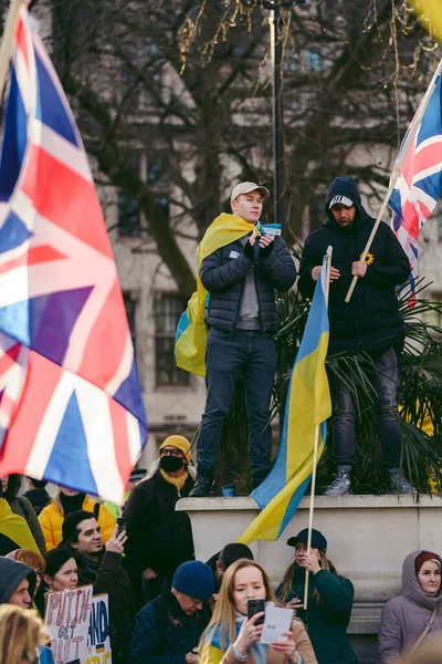 Parliament Square Londres Reino Unido 2022 Protesta Del Pueblo Ucraniano —  Fotos de Stock
