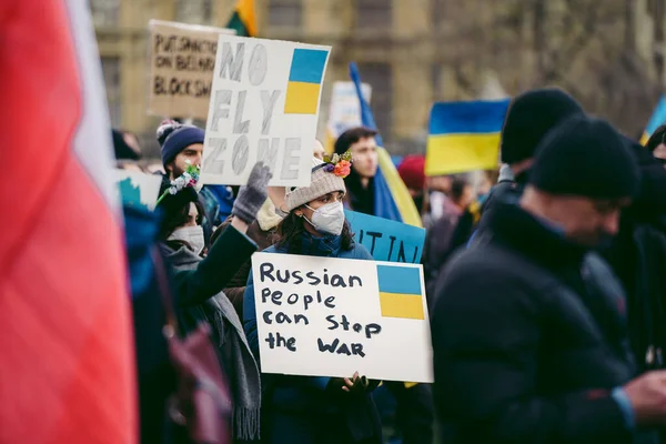 Parliament Square Londres Reino Unido 2022 Protesta Del Pueblo Ucraniano — Foto de Stock